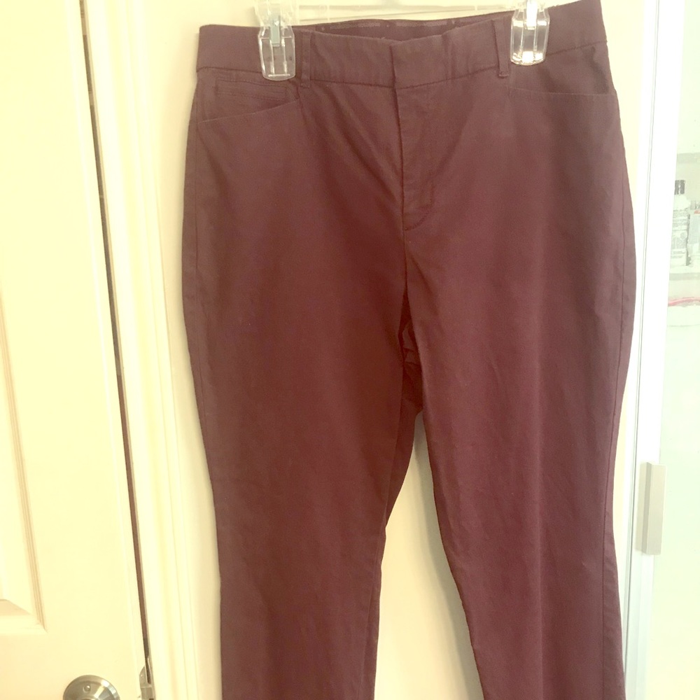 Burgundy colored “khaki” style pants